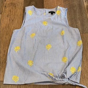 Jcrew cotton shell, pineapple embroidery